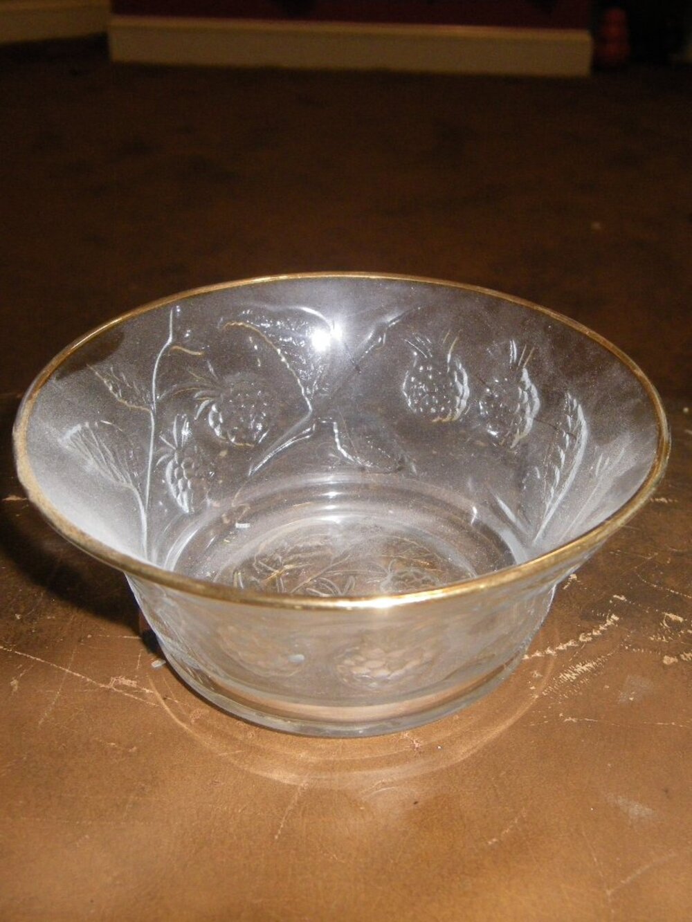 Vintage Small Glass Bowl w/ Raspberry Design